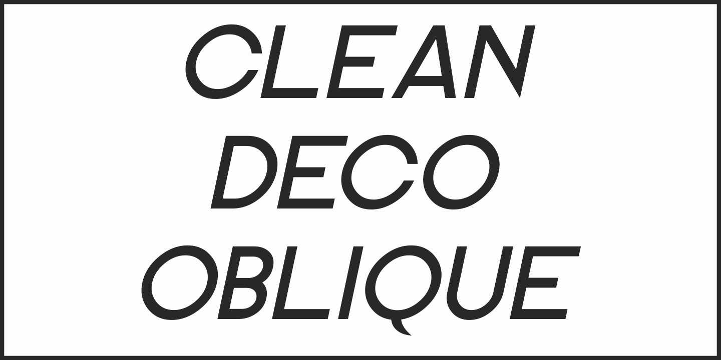 Przykład czcionki Clean Deco JNL Oblique